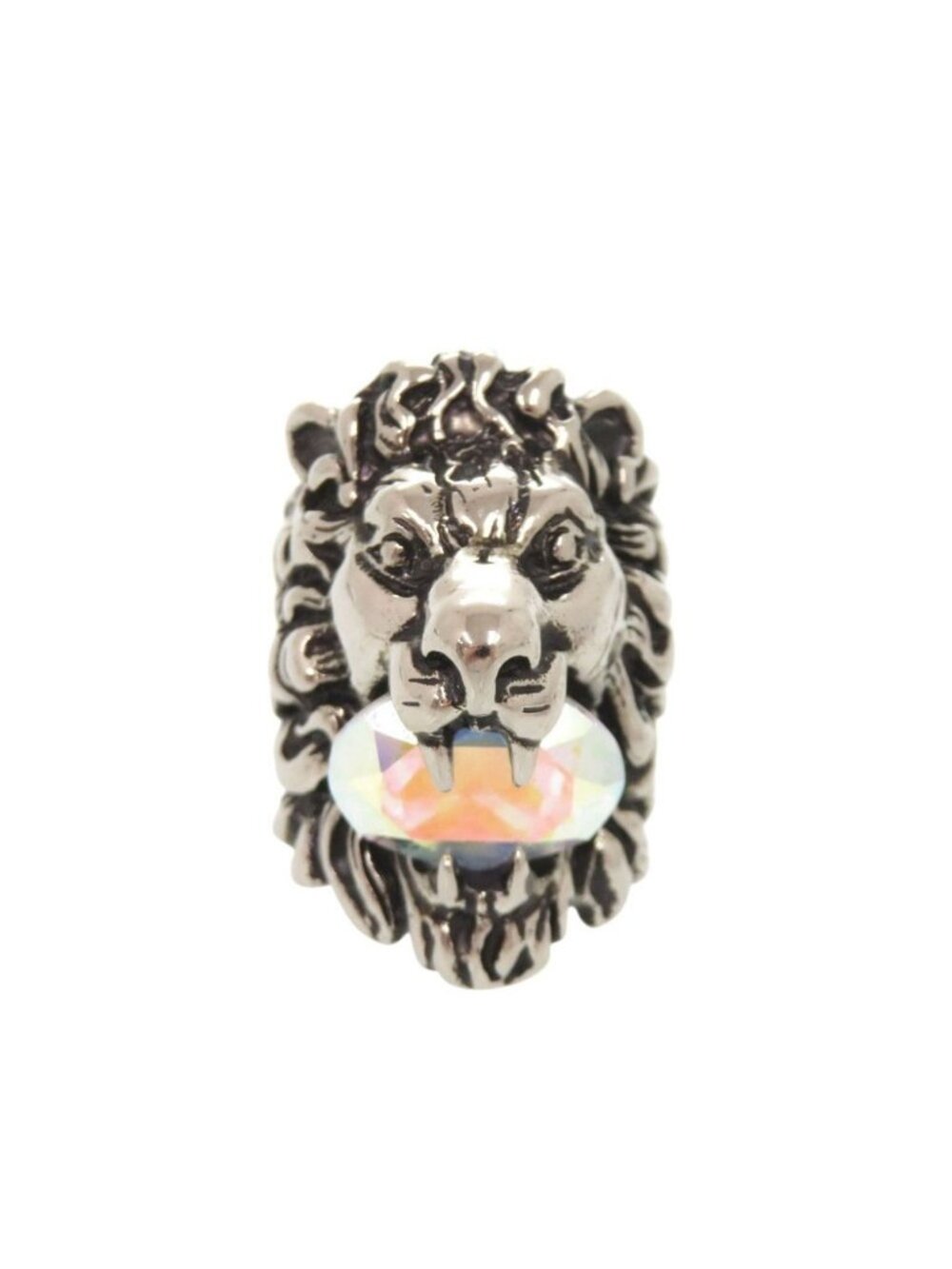 Gucci Lion Head Metal Stone Silver Ring